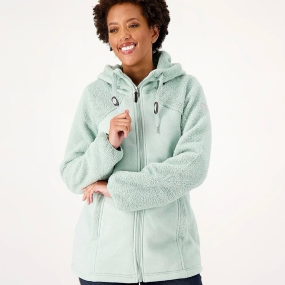 Koolaburra by UGG Bonded Fleece & Sherpa Jacket With Cinch Waist Mint Green sz L